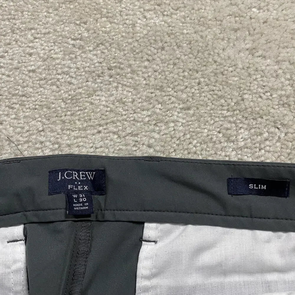 J.Crew Flex Pants Mens 33x30* Gray Slim Fit Chino Polyester Business Casual